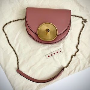 MARNI Monile Small bag in Pink Leather Calfskin Gold Tone Hardware